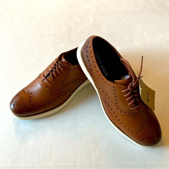 NWT Cole Haan Miles Leather Wingtip Oxford Tan Non-Slip Men’s Shoes - Picture 1 of 11